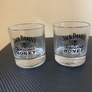 Jack Daniel's Clear Glass Tumblers with Black Tennessee Honey Logo - Pair